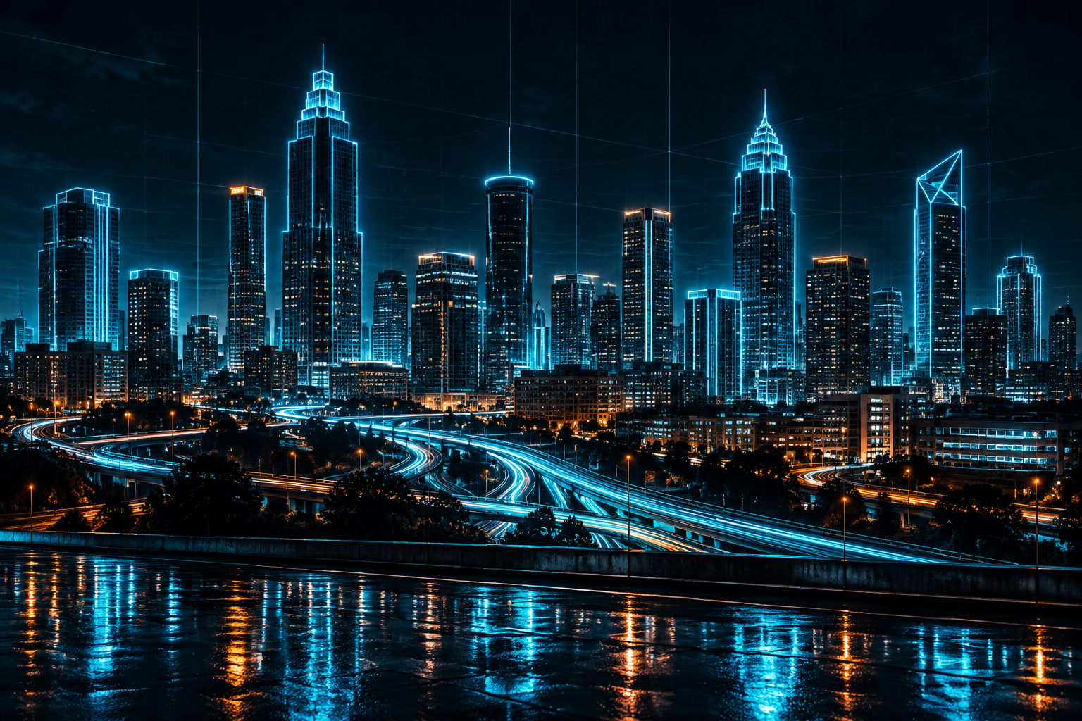Atlanta skyline at night
